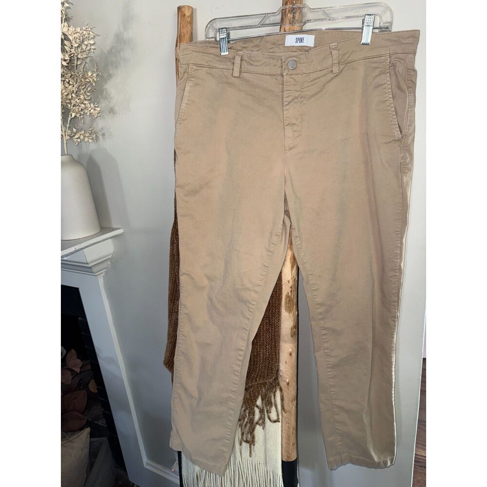 Spoke Mens Chinos 36 Build B Beige Tan Cotton Chino Straight Leg Pants - Picture 2 of 6